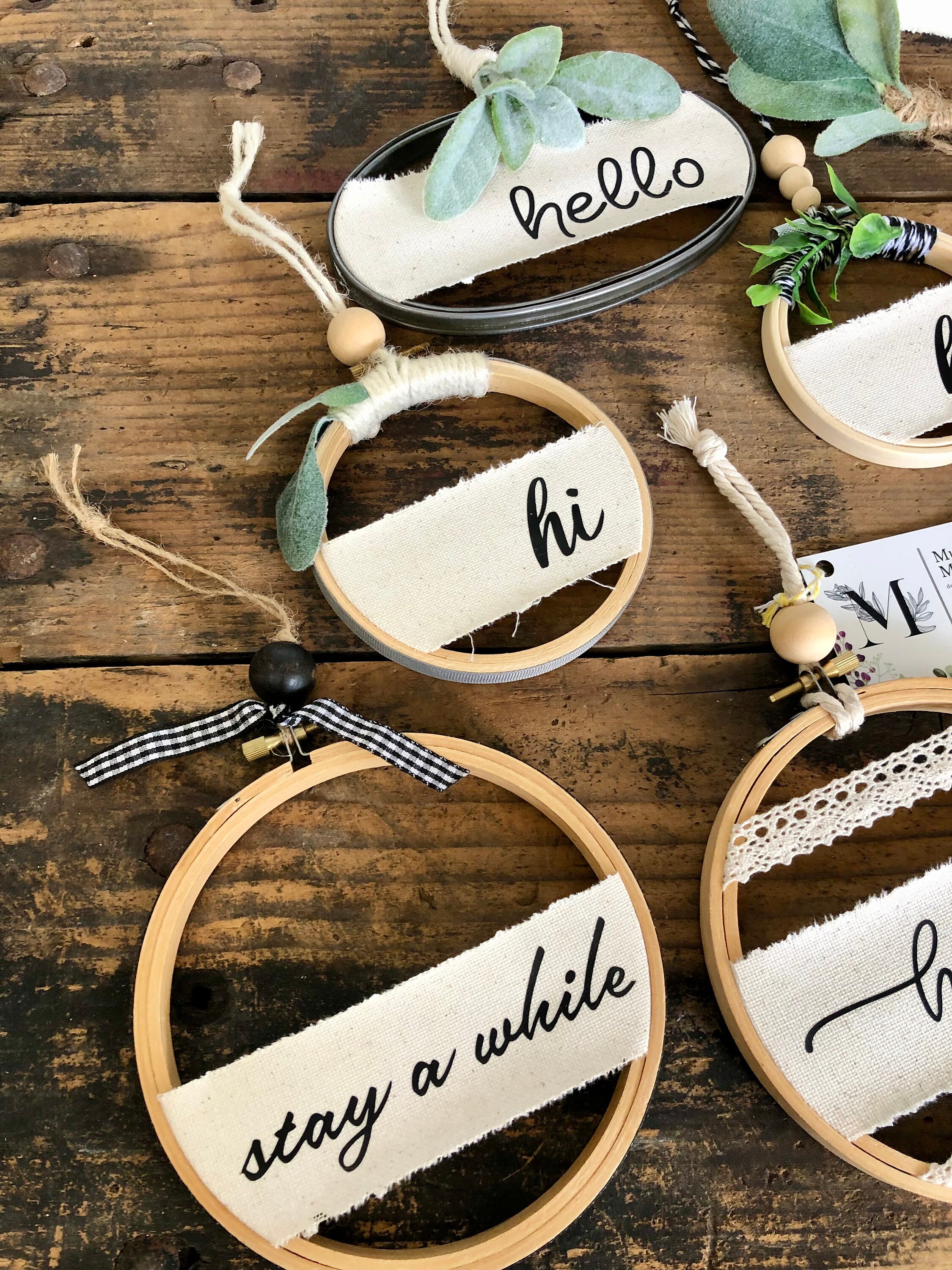 Farmhouse Decor, Tiered Tray Decor, Small Hoop Sign, Boho Sign ...