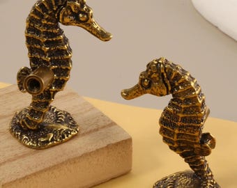 Solid brass seahorse drawer knob, unique cabinet knob, Custom Engraved antique sea horse cupboard handle knob, brass closet dresser knob