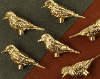 Messing vogelknoppen in Scandinavische stijl, ladegrepen, op maat gegraveerde kastknop Kastknoppen moderne ladeknop, ladegrepen, keukengrepen