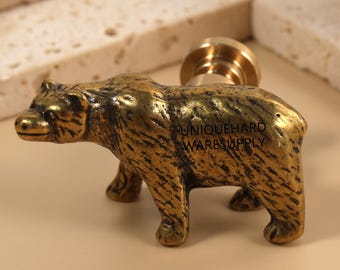 Perillas de oso antiguas, tiradores de cajón de oso envejecido, perillas de armario grabadas a medida, perillas decorativas para gabinete, perilla de cajón moderna