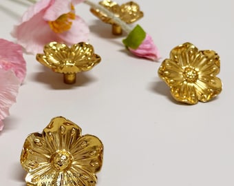Brass Sakura Cherry Blossom Knobs , Cherry Blossom drawer pulls, Custom Engraved wardrobe Knob Cabinet Knobs Modern Drawer Knob