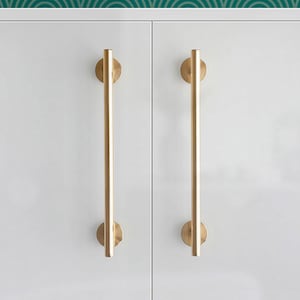 Luxury solid brass cabinets pulls, Gold color bar pulls Knobs Modern Drawer Knob modern furniture hardware pull with base image 1
