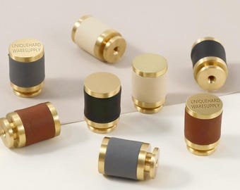 真鍮製レザー引き出しノブ、キャビネット取っ手、引き出しノブ、カスタム彫刻入りシンプル引き出し取っ手、モダンな引き出しノブ、ワードローブノブキャビネットノブ