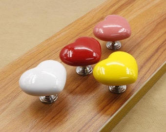 Heart Shaped Ceramic Knobs Cute Ceramics Cabinet Knob handles pulls for Cabinet dresser pulls Knobs children Drawer Knob