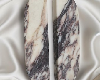 Tiradores ovalados largos de mármol Calacatta Viola para gabinetes, tiradores de mármol, cajón de cocina moderno grabado a medida, tirador semicircular