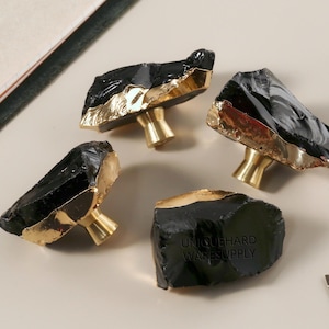 Black obsidian single hole knobs , natural irregular crystal drawer pulls, Custom Engraved wardrobe Knob,Modern Drawer Knob