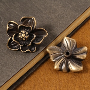 Flower Knobs Gold brass knobs and Pulls, orchid brass drawer pulls, Custom Engraved wardrobe Knob Cabinet Knobs Modern Drawer Knob image 8