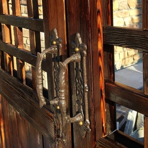 Retro Classical Garden Courtyard Cast Iron Craft Door Handle, Home Decoration Pastoral Carved Door Handle, Vintage door handle zdjęcie 5