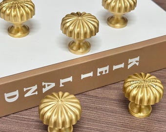Pumpkin solid brass drawer knobs and Pulls,Sun dresser handles,Custom Engraved brass wardrobe Knob Cabinet Knobs Modern closet kitchen pulls