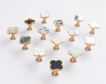 Brass Clover Knobs,Four leaves dresser knobs,wardrobe handles cabinet pulls,Modern drawer cupboard knobs,children room decorative knobs