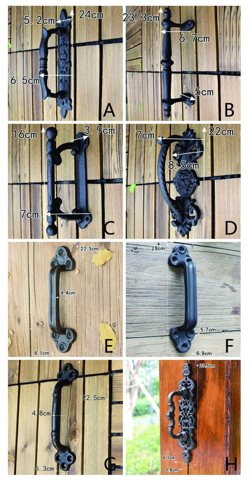 Retro Classical Garden Courtyard Cast Iron Craft Door Handle, Home Decoration Pastoral Carved Door Handle, Vintage door handle zdjęcie 3