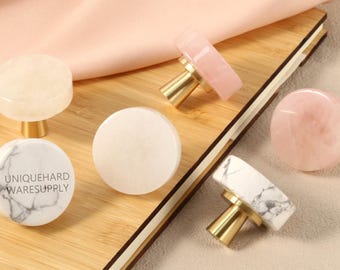 Pomelli per cassetti in quarzo rosa naturale, pomelli rotondi in cristallo, pomelli per guardaroba in quarzo trasparente con incisione personalizzata, maniglie per cassettiere, pomelli per cucina