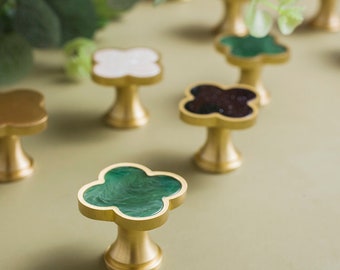 Brass Clover Knobs  ,Four leaves  Knobs, wardrobe Knob Cabinet Knobs Modern Drawer Knob