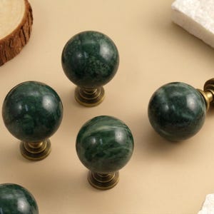 Nature green marble drawer knobs,round cabinet drawer pulls,Custom Engraved ball marble wardrobe Knobs,Luxury dresser handles, kitchen knobs