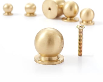 Solid Brass Brushed Gold Ball Knobs Cabinet Knobs, Ball knob drawer pulls, wardrobe Knob Cabinet Knobs Modern Drawer Knob