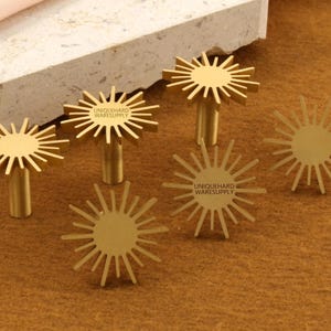 Sun brass drawer Knobs, Kid&#39;s Room nursery room dresser Knobs, custom engraved gold flower wardrobe pulls,Cabinet handles, cupboard handles