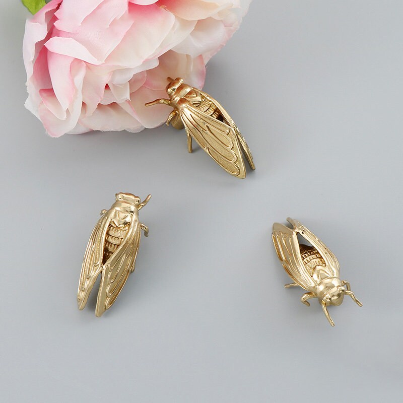 Insect Drawer Knobsbrass Cicada Drawer Knobs Wardrobe Knob Etsy