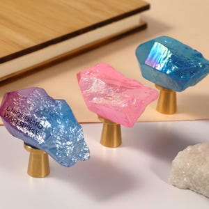 Colorful quartz Knobs drawer knobs handles pulls color Custom Engraved electroplated clear quartz Dresser wardrobe pulls Modern Drawer knob