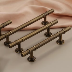 Manijas modernas de latón antiguo, herrajes retro para gabinetes de cocina, manijas modernas para cajones con grabados personalizados, herrajes para muebles, tiradores para gabinetes.