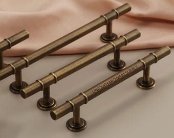 Antieke koperen moderne handgrepen, retro keuken hardware trekt, op maat gegraveerde moderne ladegrepen, meubelbeslag, kast trekt