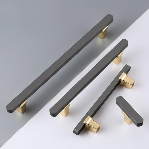 Polished Gold Gray Drawer Pulls Bar Pulls Knobs Modern Door Etsy