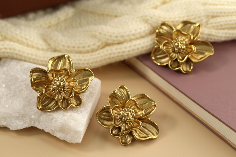 Flower Knobs Gold brass knobs and Pulls, orchid brass drawer pulls, Custom Engraved wardrobe Knob Cabinet Knobs Modern Drawer Knob image 5