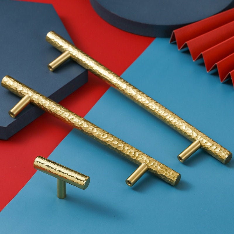 Hammered Brass Solid Pulls Hardware Bar Pulls Knobs Etsy