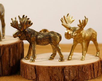 Gold moose Knobs , aged deer drawer pulls, Custom Engraved cute woodland animals wardrobe Knobs decorative Cabinet Knobs Modern Drawer Knob