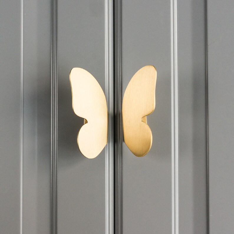 Brass Butterfly Knobs Butterfly Drawer Pulls Wardrobe Knob Etsy