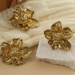 Flower Knobs Gold brass knobs and Pulls, orchid  brass drawer pulls, Custom Engraved wardrobe Knob Cabinet Knobs Modern Drawer Knob