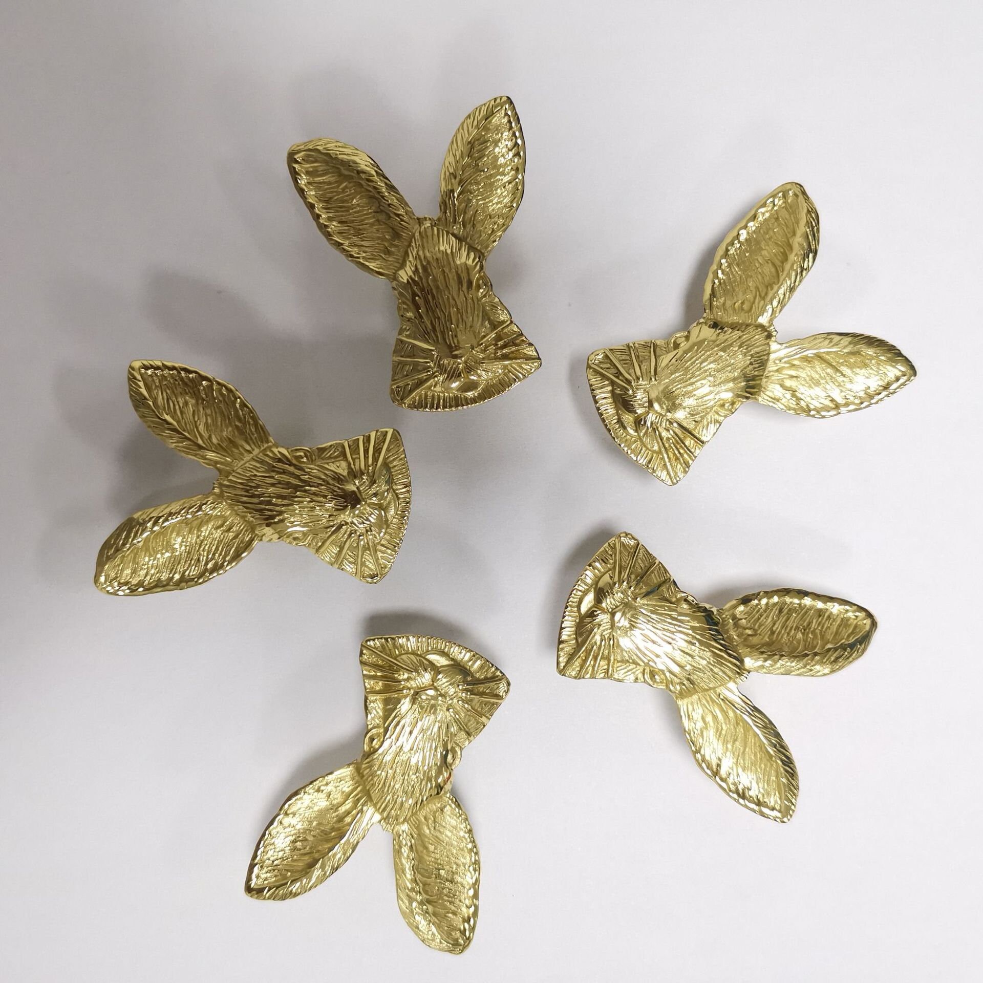 Brass Rabbit Knobs Nordic Style Bunny Drawer Pulls Wardrobe Etsy