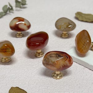 Red agate drawer Knobs ,Natural Crystal drawer pulls, Custom Engraved Drawer knobs, Modern Dresser Knobs,Door handles,Crystal brass knob