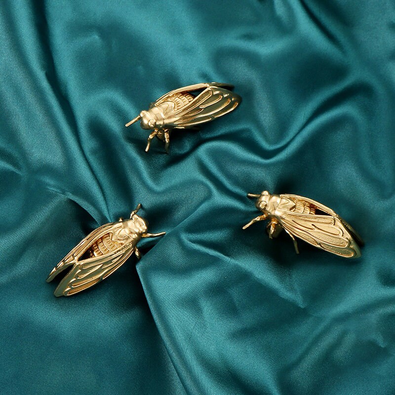 Insect Drawer Knobsbrass Cicada Drawer Knobs Wardrobe Knob Etsy
