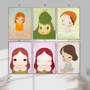 Póster de lienzo para decoración del hogar de Nara Yoshitomo sin marco: 8 x 12 '', 16 x 24 '', 24 x 36 ''