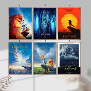 Póster de lienzo de la película El Rey León, película clásica, decoración del hogar, sin marco, 8 x 12'', 16 x 24'', 24 x 36''