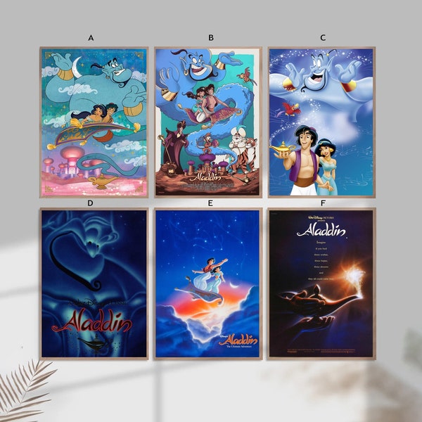 Aladdin Anime film Classic Movie Home Decor Canvas Poster unframe-8x12''16x24''24x36''