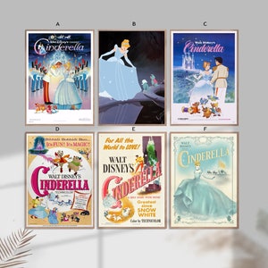 Póster de lienzo de la película clásica de Cenicienta, sin marco, 8 x 12'', 16 x 24'', 24 x 36''