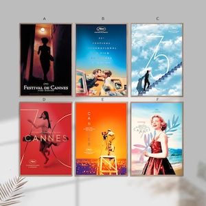 Póster de lienzo para decoración del hogar del Festival de Cine de Cannes sin marco: 8 x 12 '', 16 x 24 '', 24 x 36 ''