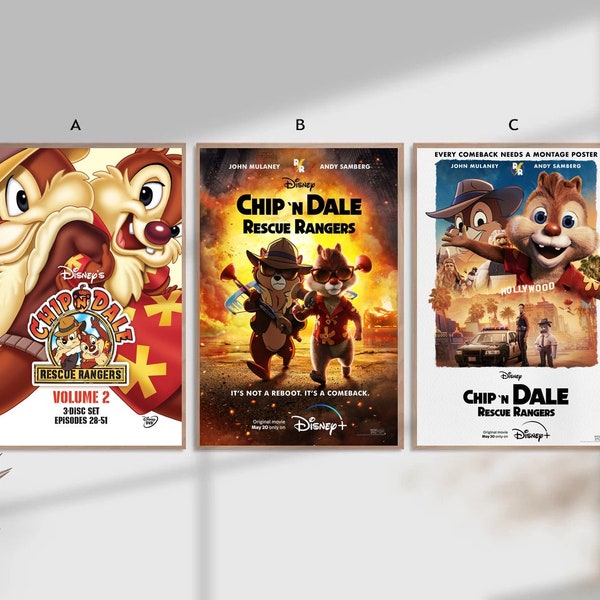 Chip 'n' Dale Rescue Rangers Anime film Classic Movie Home Decor Canvas Poster unframe-8x12''16x24''24x36''