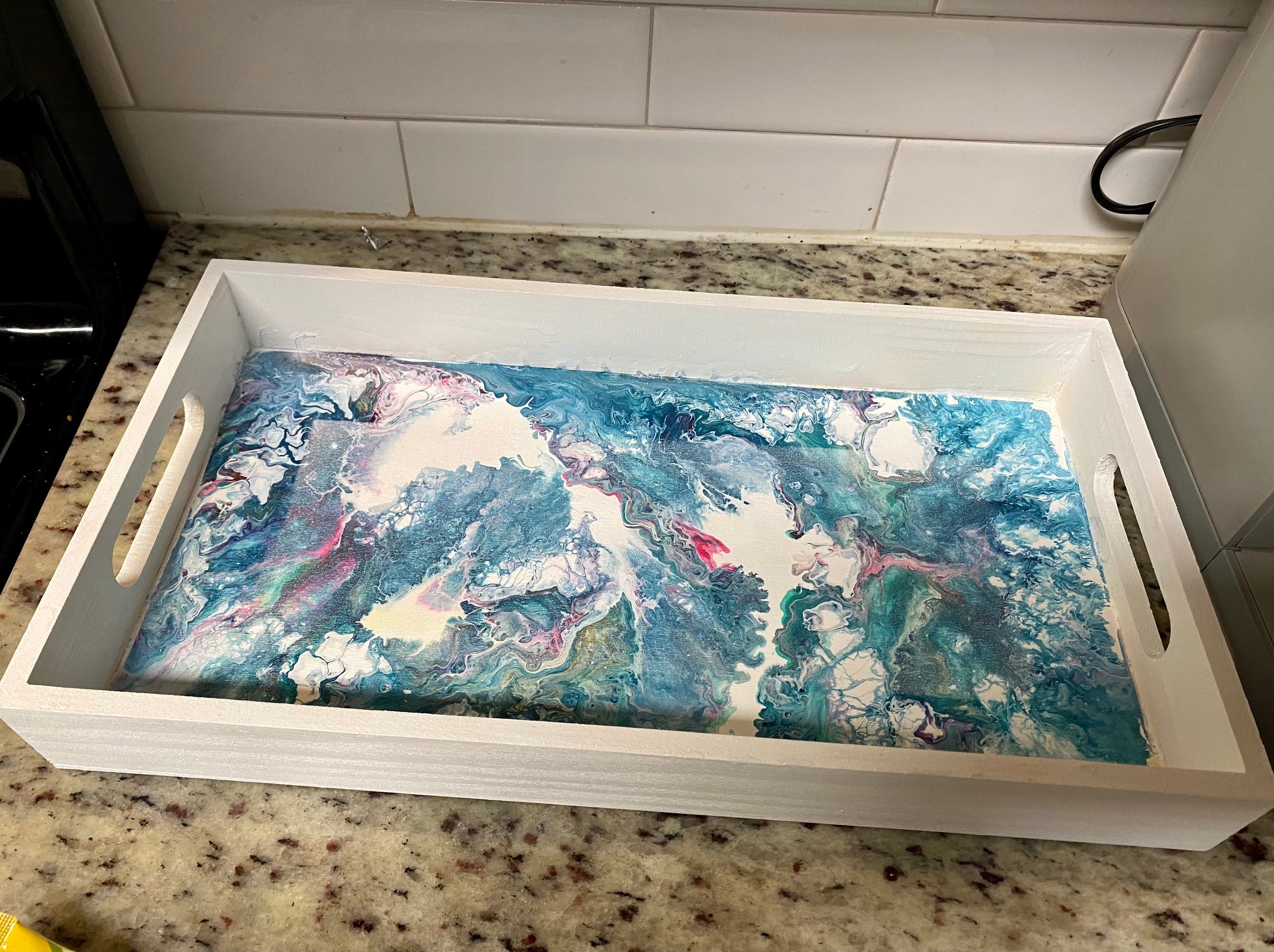 Acrylic wooden painted trays Etsy