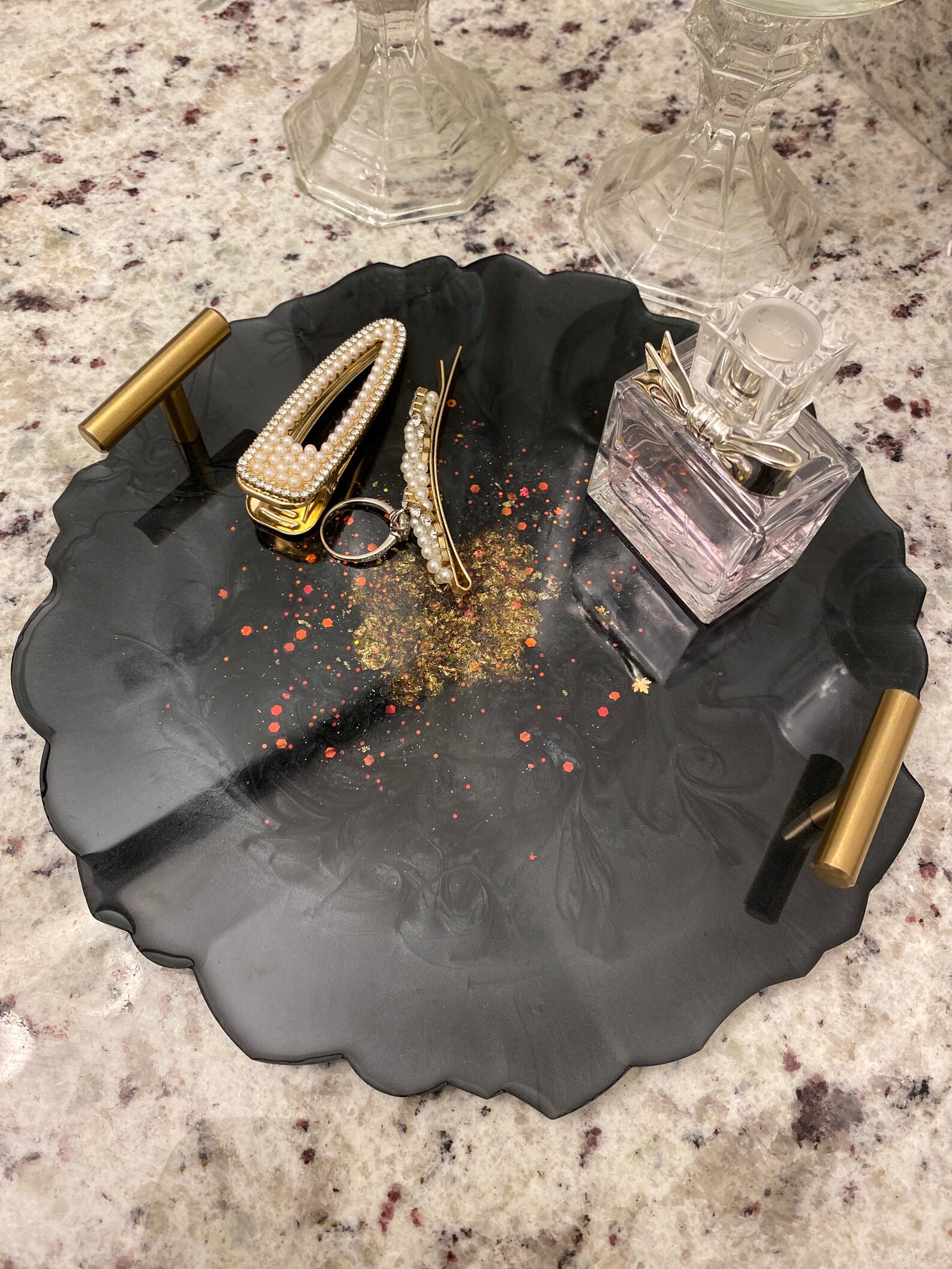 Small Round Black Tray Etsy