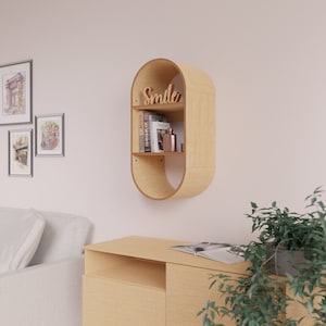 Floating Shelves, Wall Mounted Shelf, Oval Shelves, Nursery Book Shelf, Modern furniture, Bedroom shelves, Kids room furniture, Toys Storage