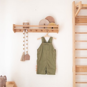 Nursery Wall hook rack, Hanging bookshelf, Montessori toy shelf, Unique nursery decor Playroom furniture Montessori toy shelf Book storage