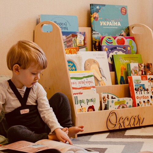 Montessori Toddler Bookshelf Large Modern Bookcase Nursery Etsy