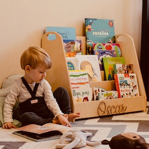 Montessori bookshelf - Montessori furniture, Wood Toddler Bookcase, Shelf for kids, Modern bookshelf, Nursery wood decor