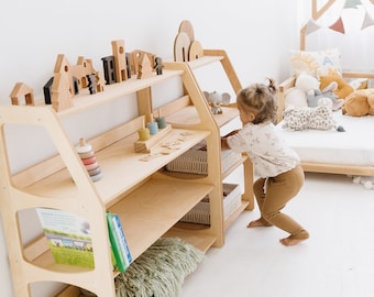 Montessori Kids Clothing Rack and Storage Shelf Set for Nursery Organization