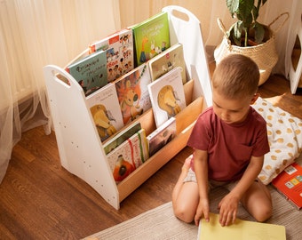 Grande étagère Montessori, meubles Montessori, étui pour enfants, étagère pour bébé, rangement pour livres en bois, étagères pour chambre d'enfant