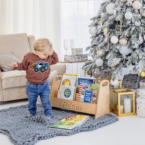 First Christmas gift - Montessori Nursery Wooden bookshelf - Montessori furniture, Toddler bookcase, Book shelf kids, Boho Kids furniture
