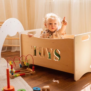 Multi-functional Toy Box - Wooden Toy Organizer, Montessori furniture, Baby Nursery Storage Box, Toys storage furniture, Storage bench