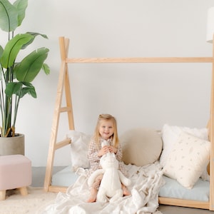 Boho chic vloer tipi bedframe voor peuter - speels en functioneel ontwerp, kinderkamermeubilair, montessoriplanken, kledingkast pasgeboren baby